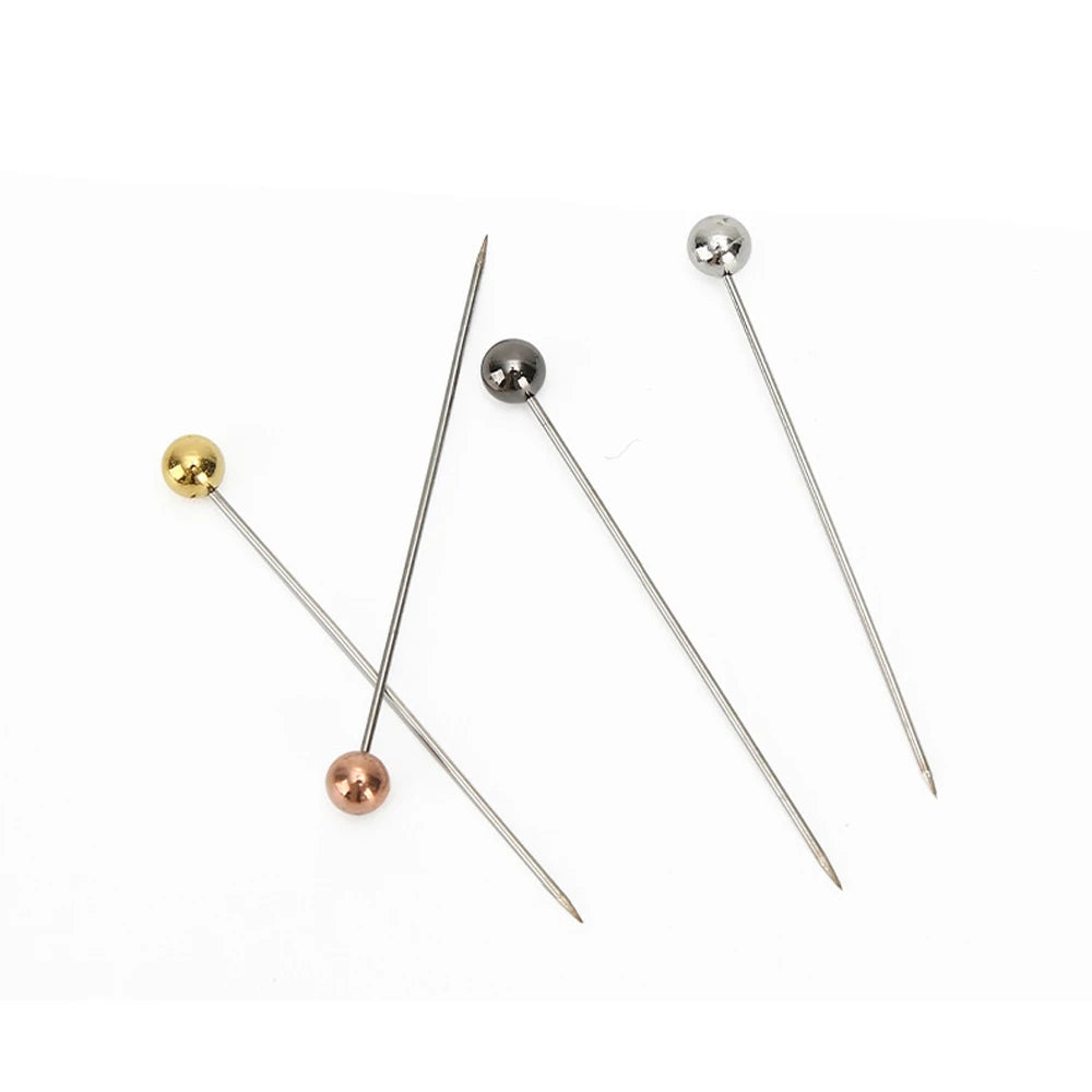 100pcs Colorful Pearlescent Large-Head Needles for Cross-Stitch Clothing Positioning 38mm Length