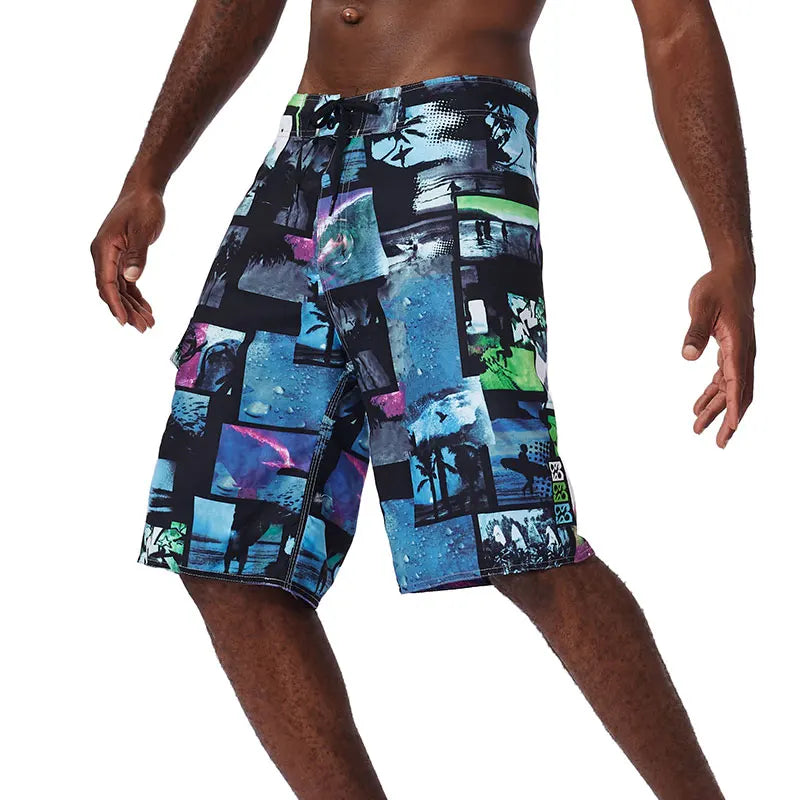 Quick Drying Beach Shorts for Men Surf Beach Shorts Fast Dry Swim Trunks with Bermuda, Fitness Muscle Short Pants, Summer, New,