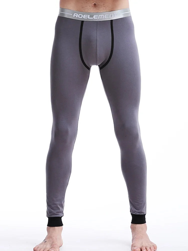 Men's long Johns single-piece thin tight-fitting underpants line pants thermal pants slim cotton woolen pants autumn and winter