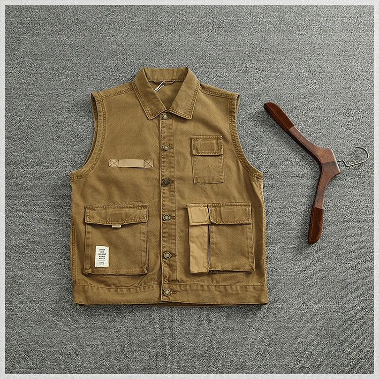 Patchwork stitching vest vest Spring and autumn men and women couples American outdoor multi-pocket sleeveless coat