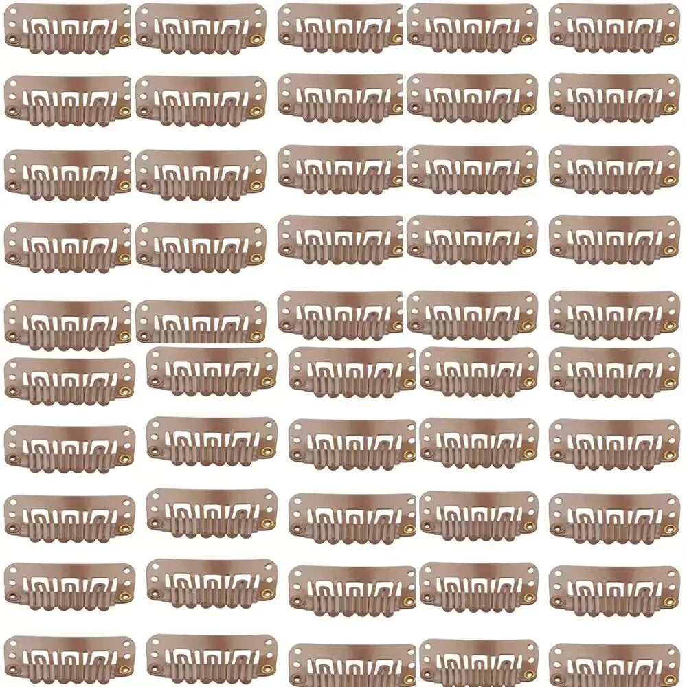 50  Clips for Clip-In Real Hair Wefts Hair Extensions Wig Hair Clip Hair Clips