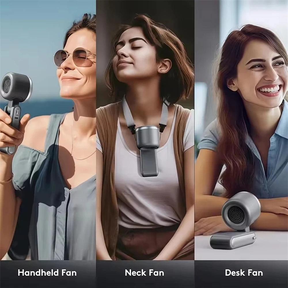 MEUYAG Portable 3-in-1 Turbo Handheld Fan, 5 High-Speed Settings, 3600mAh Power, Digital Screen, Foldable USB/Type-C Charge