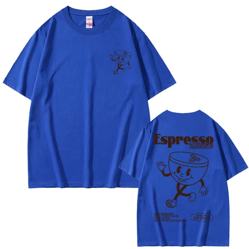Funny Espresso Martini Cocktail Graphic T Shirt Male Vintage Cartoon Oversized T-shirts Men Women's Casual Loose Cotton Tshirt