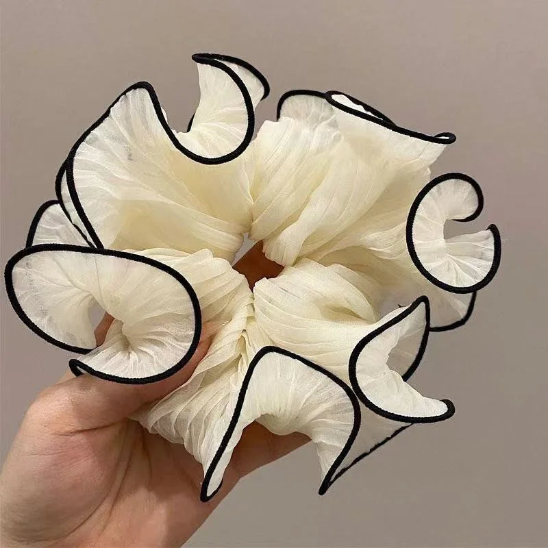 1/4Pcs New Korean Retro Folded Chiffon Oversize Scrunchies Women Sweet Temperament Fashion Exaggerated Hair Band Hair Accessorie