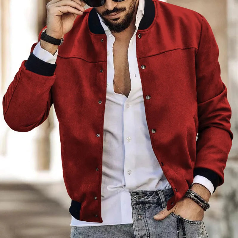 24  Autumn/Winter Suede Men's Button Cardigan Jacket Casual American
