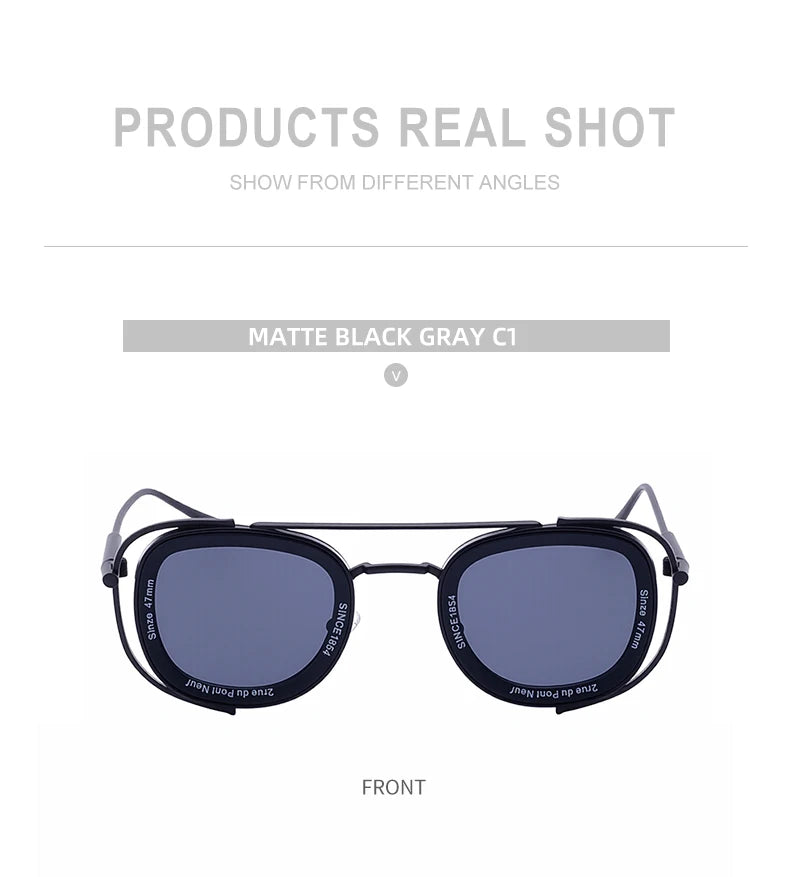 Steampunk Square Pilot Sunglasses Men 2025 Luxury Brand Retro Metal Frame Sun Glasses For Male Double Beam Eyewear UV400 Shades