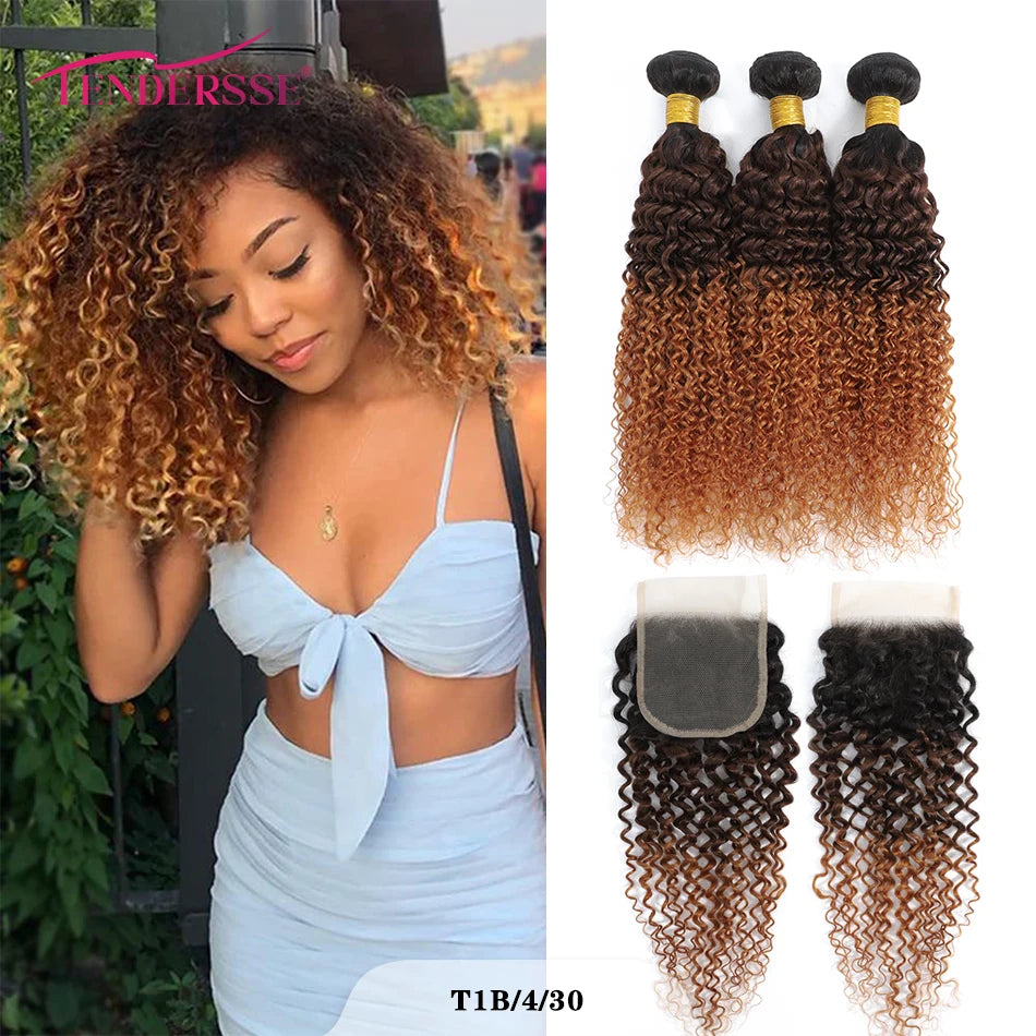 10A Mongolian Afro Kinky Curly Human Hair 2/3 Bundles with 4x4 Lace Closure 100% Unprocessed Virgin Kinky Curly Human Hair Weave