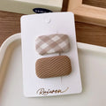 2Pcs/Set Kawaii Girls Sweet Hair Clips Fabric Plaid Cotton Hairpins for Baby Hair Square Shape Women Bangs Barrettes Headwear