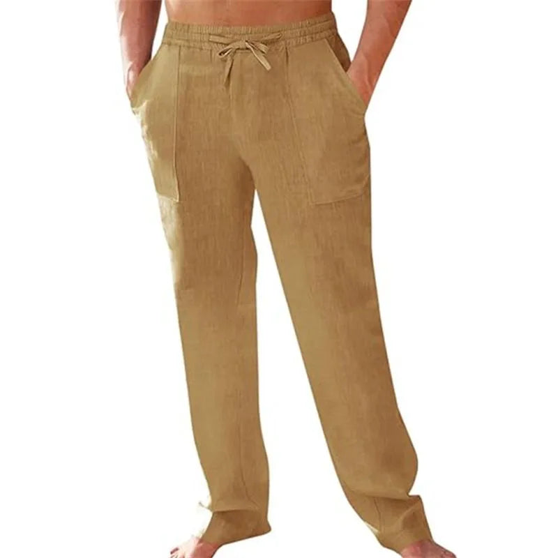 Summer and autumn plus size S-5XL men's pure cotton linen sports and fitness pants breathable casual training jogging pants stre
