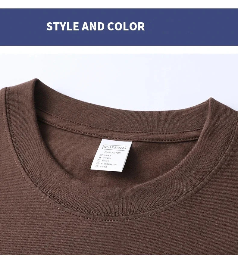 100% pure cotton short sleeved men's round neck T-shirt summer new high-end fashion youth couple loose casual breathable top