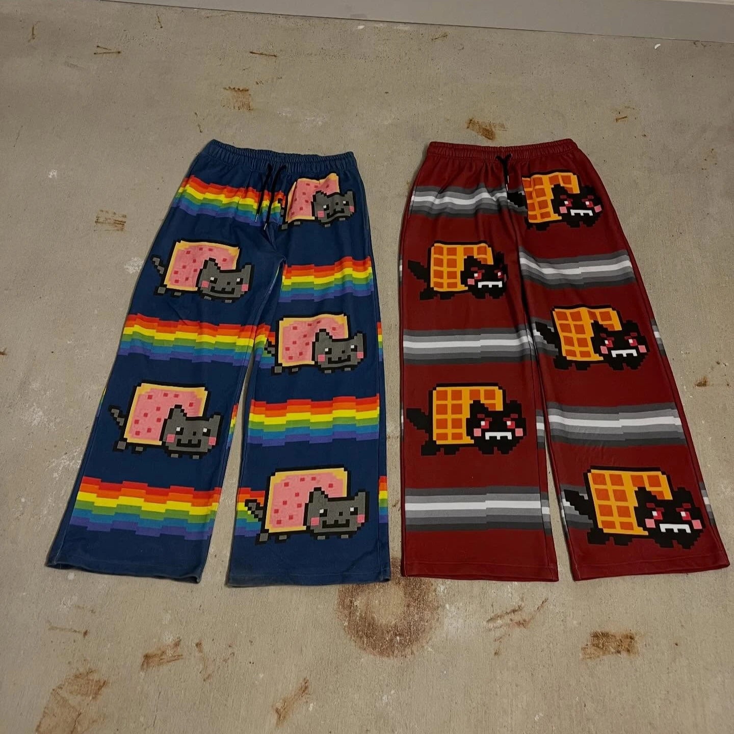 Nyan Cat Sweatpants Y2k Pants Baggy Men Elastic Waist American Streetwear Hip Hop Vintage Joggings Casual Pants Men Clothing