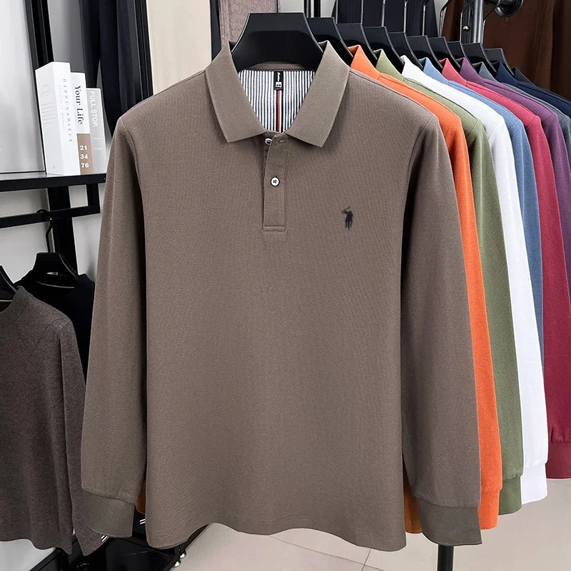 Fashion autumn and winter new item Paul brand embroidered polo shirt mens brand business casual comfortable long sleeved T-shirt
