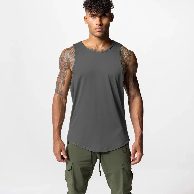 Men's Summer Quick Dry Mesh Breathable Casual Tank Top Male Gym Fitness Clothing Sleeveless Shirt Sports Running Vest Undershirt