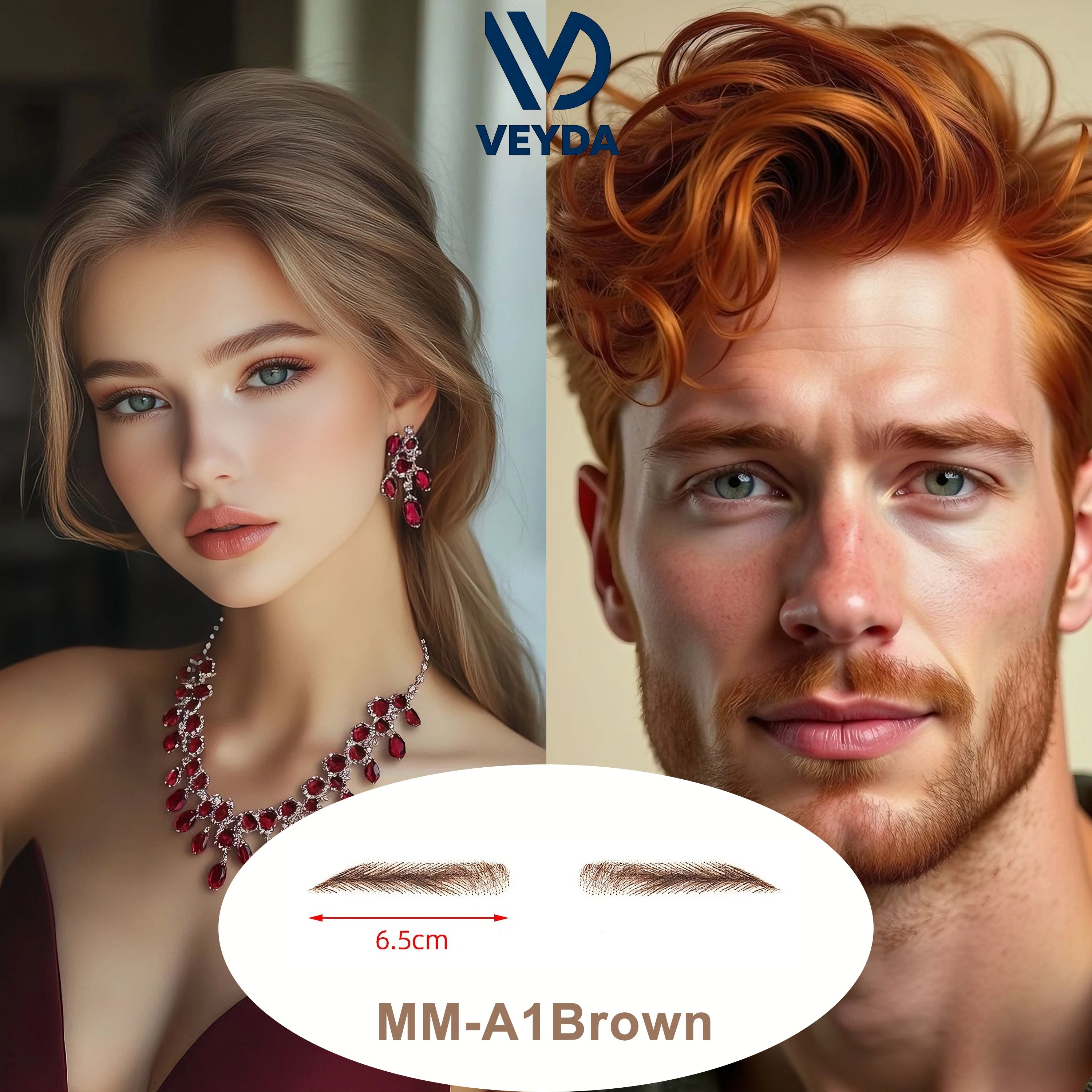 6 New Styles Invisible Natural Black Fake Eyebrows For Adult Males and Females 100% Human Hair Handtied Lace Base Natural Growth