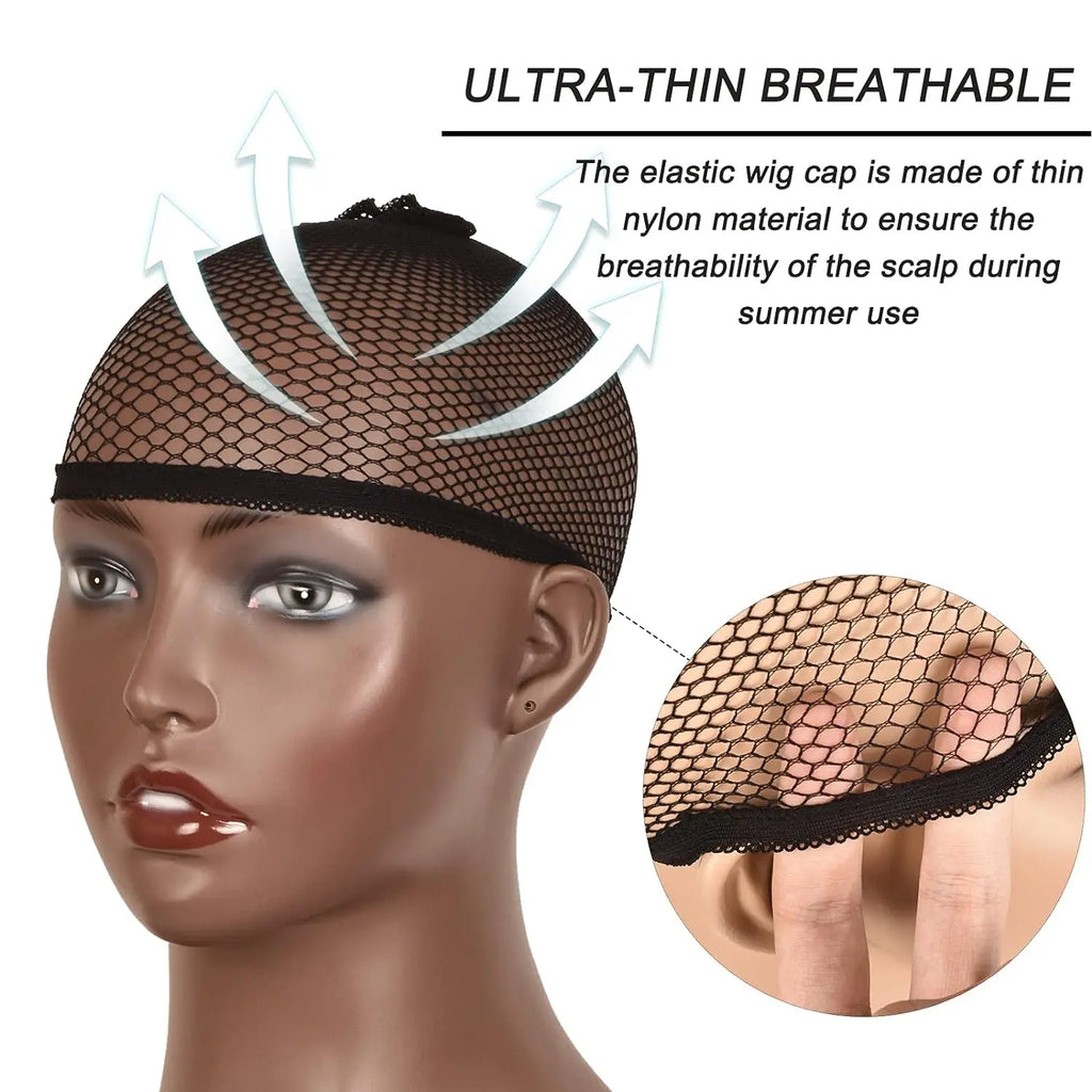 Mesh Wig Cap Stretchable Elastic Black Hair Net Stretch Open Ended Fishnet Wig Net Breathable Mesh Cap for Wig Accessories