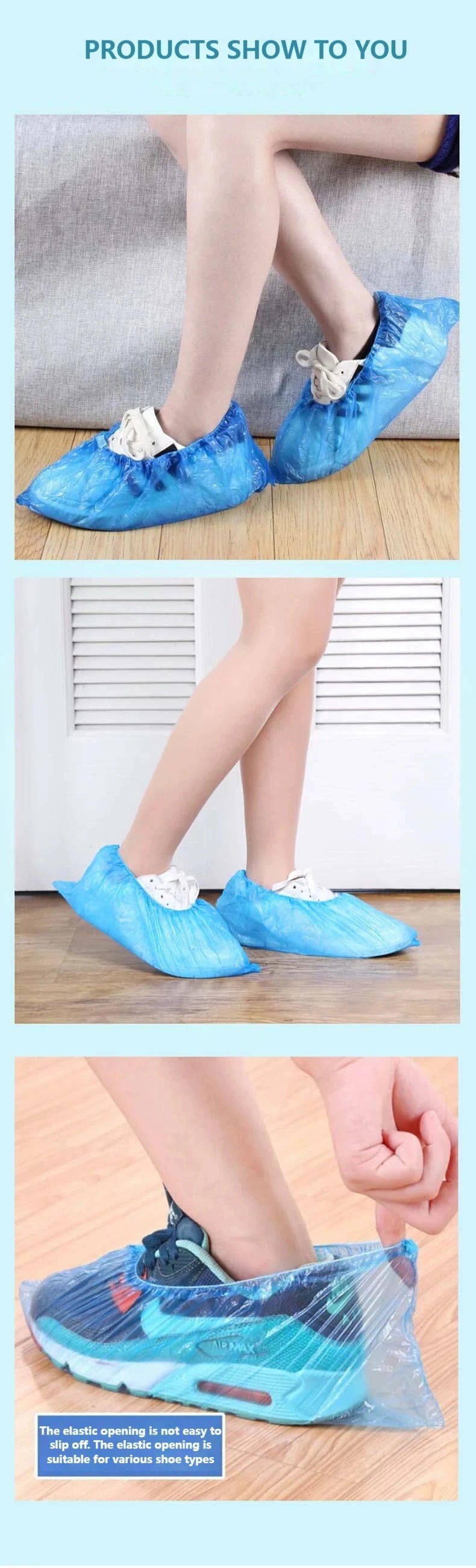 100Pcs/Set Plastic Disposable Shoe Cover Rain Boots Cover For Women Men Sneaker Protector Outdoor Rainy Day Overshoes Accessorie