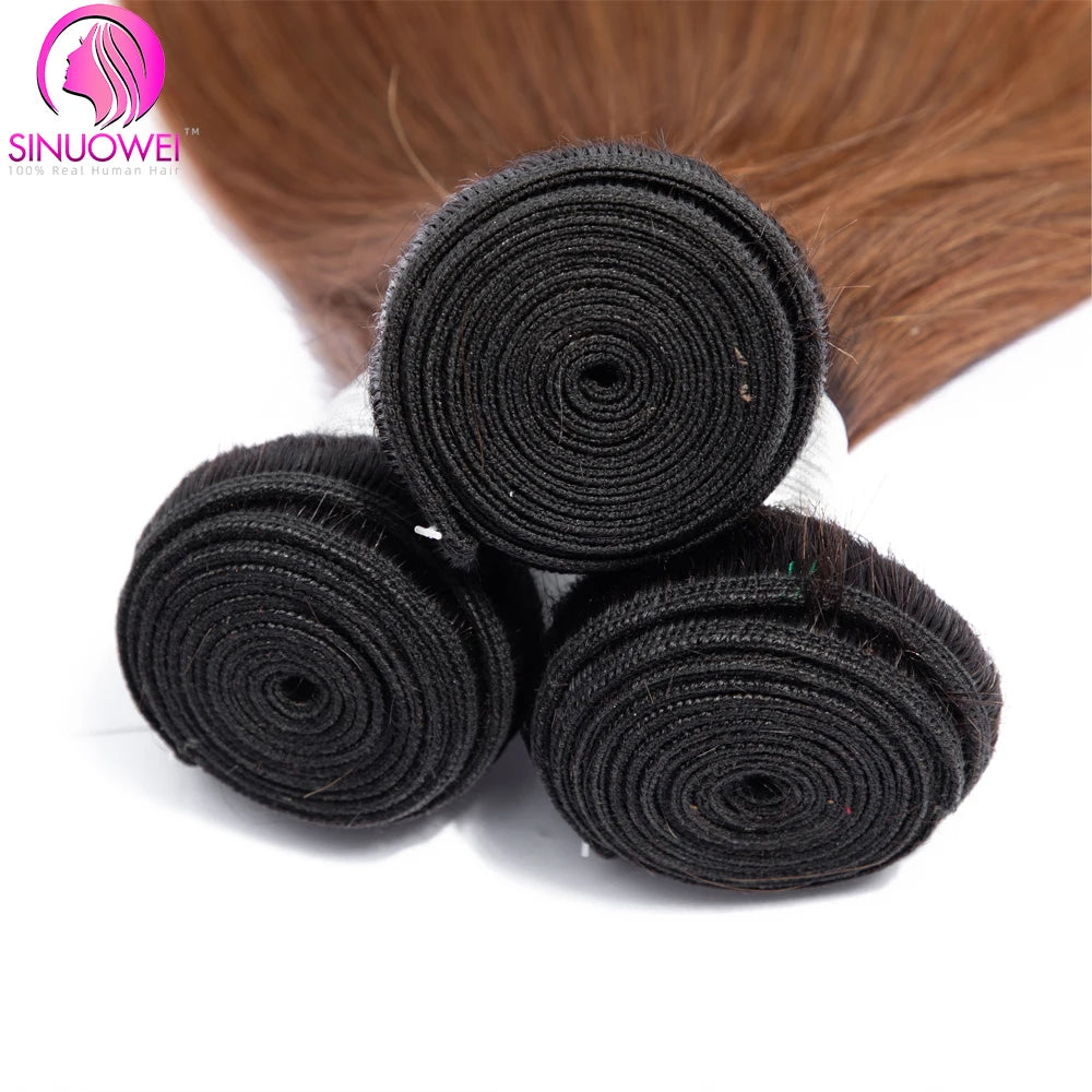 1B/30 Ombre Bone Straight Human Hair Bundles Brazilian Remy Human Hair Weave Extensions 2 Tone Brown Colored Bundles Human Hair