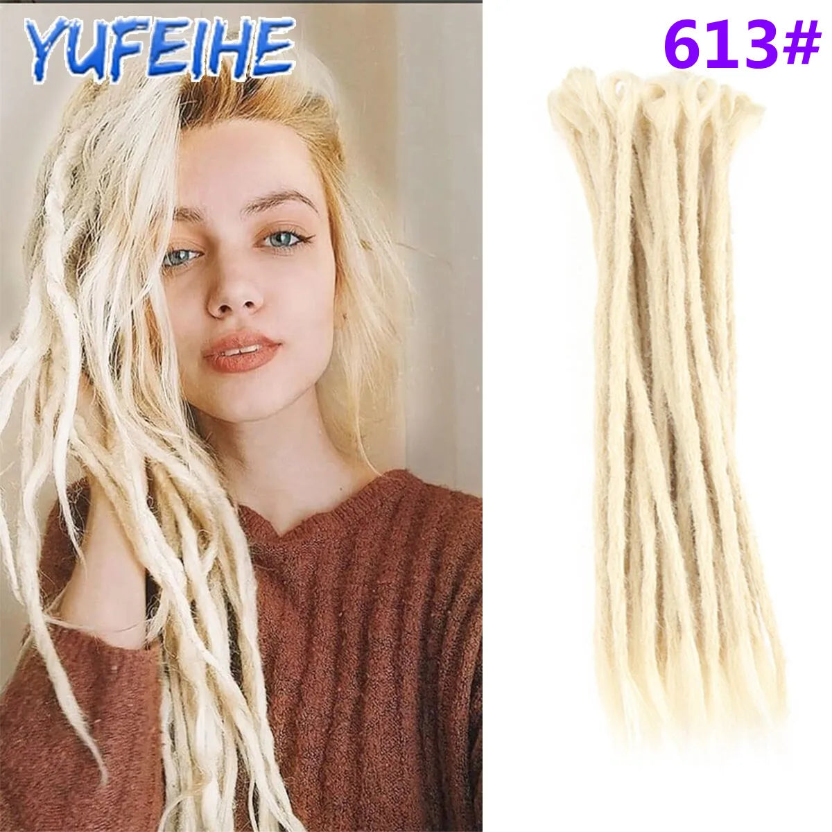 Dreadlocks Extensions Thin 0.7cm Width Synthetic Crochet Braids Hair Dreads Fake Hair Ombre Mint Green Reggae Hip Hop Style Pink
