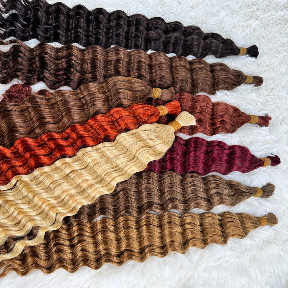 Wholesale Red Deep Wave Hair Bulk for Boho Braids 100% Human Hair Extensions No Weft Blonde Red Curly 613 Vietnamese Hair 30inch