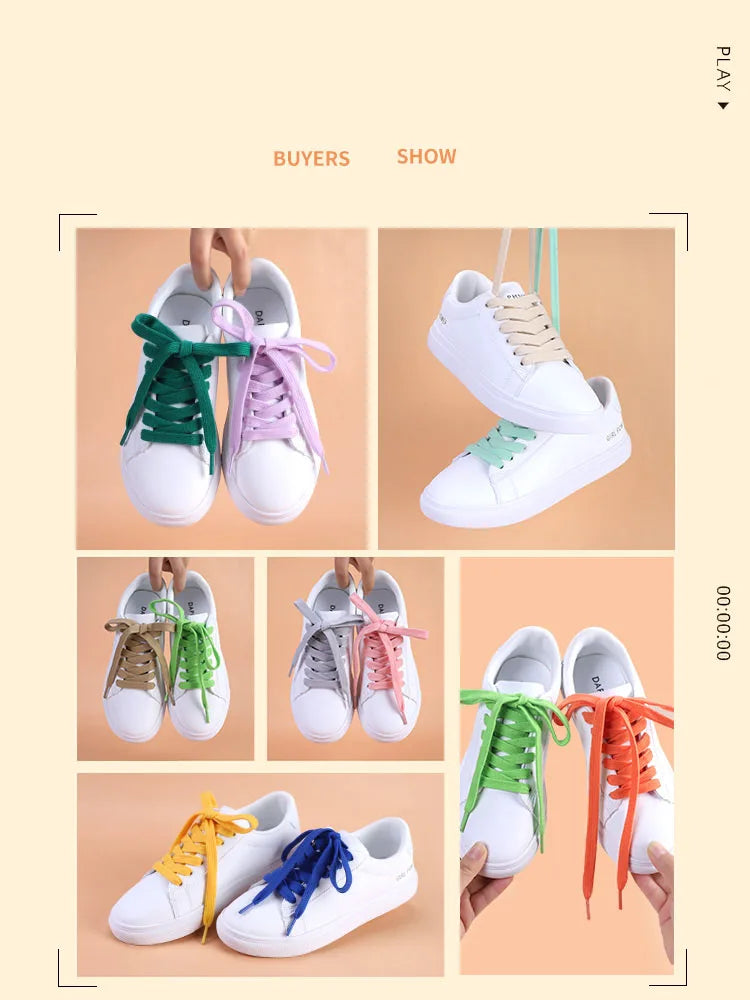 1 Pair Flat Shoelaces for Sneakers Classic Canvas Sports Shoe Laces Women Men Shoelace Solid Double Cotton Shoestrings for AF1