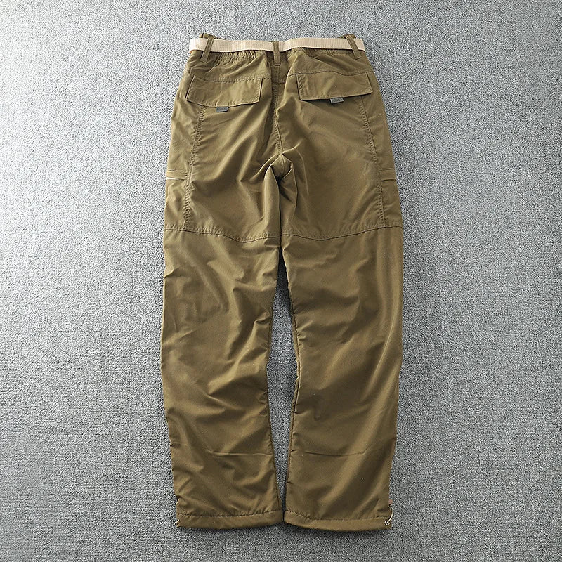 6XL Thick Waterproof Warm Fleece Cargo Pants Men Winter Outdoor Plus Velvet Multi-pockets Loose Straight Casual Overall Trousers