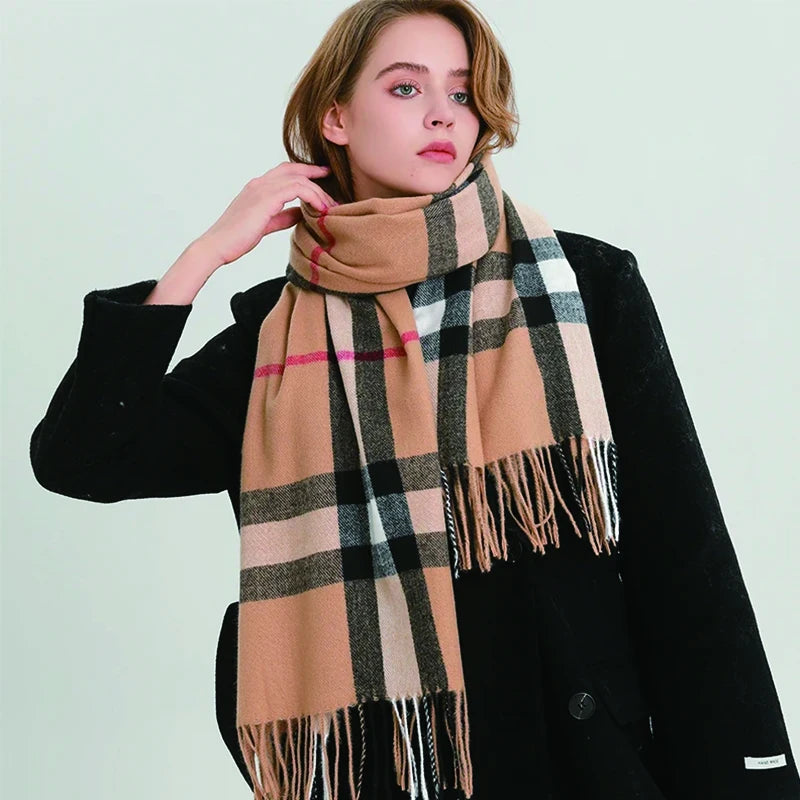 Premium Cashmere Plaid Scarf - Blend of Classic Charm & Modern Elegance