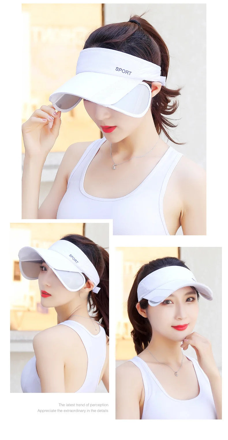 New Summer Outdoor Sport Casual Sports Empty Cap Men's Fishing Widened Pull-Out Brim Sunshade Sun Protection Hat Women