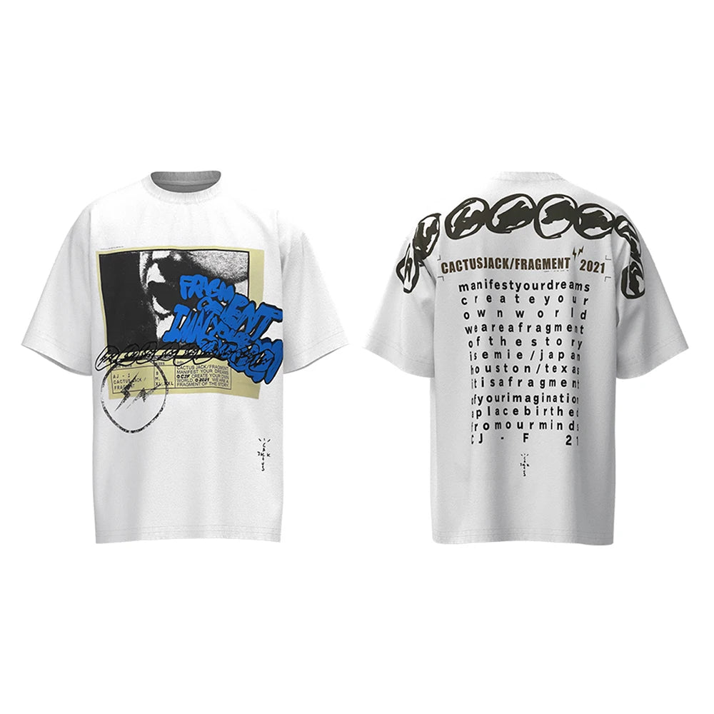 2023 New Summer Cactus Jack Letter Embroidery Short Sleeve Tees Men's Streetwear Crew Neck Cotton Tshirts Y2K Unisex Tank Tops