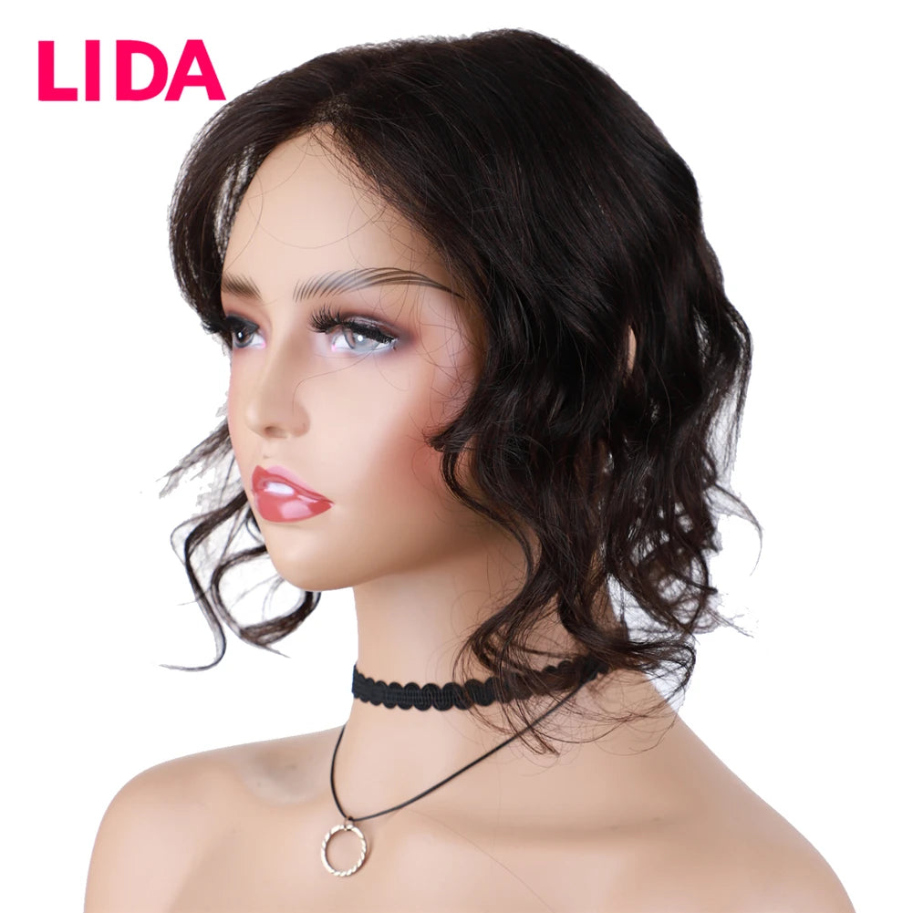 Women Topper Clip-In Silk Top Base Closure 13x8cm Human Hair Pieces Natural Curly Clip-In Closure Cover The White Hair