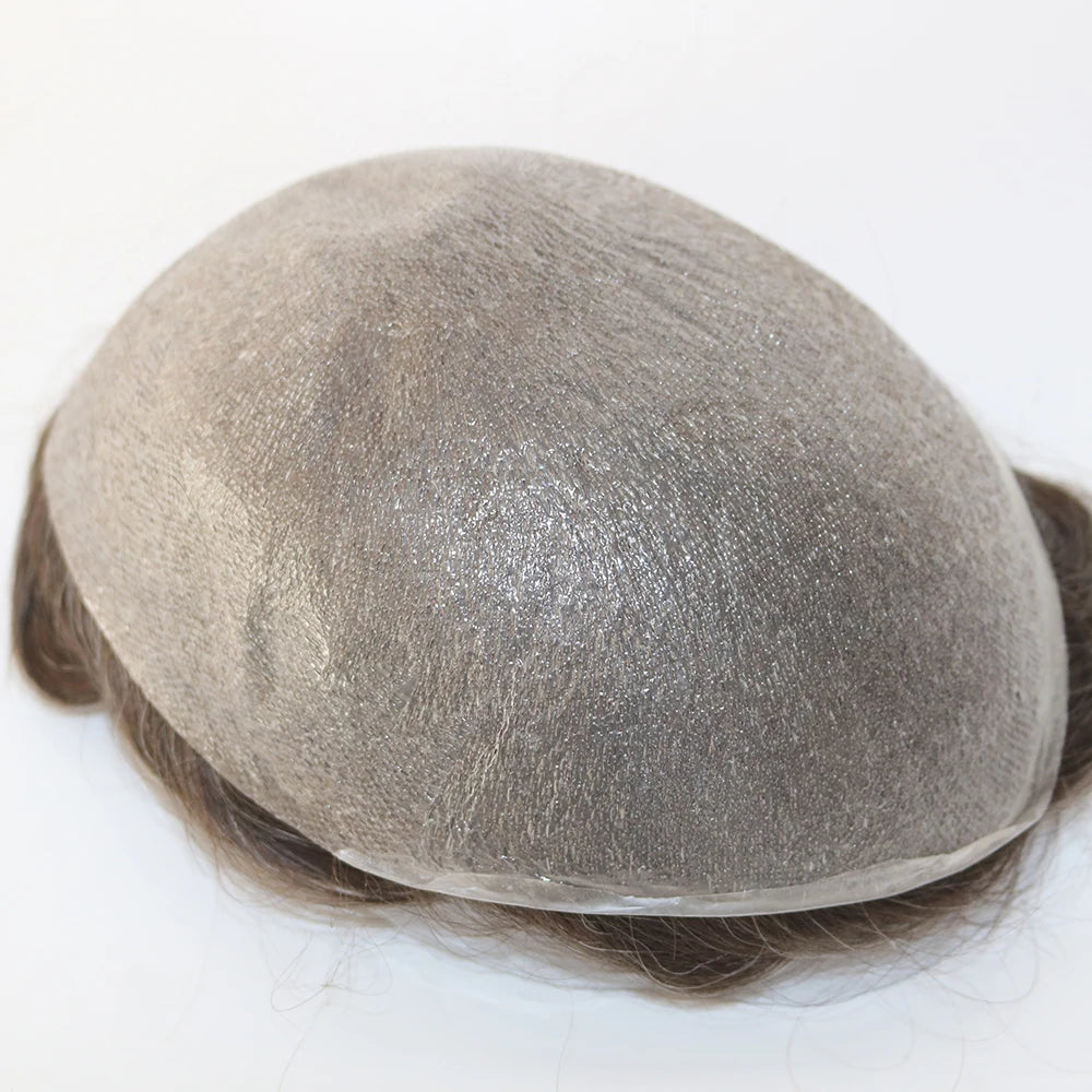 Undetected 0.02mm Thin Skin Natural Hairline Human Hair Men Toupee Black Gray Brown Blonde Male Hair Light Capillary Prosthesis