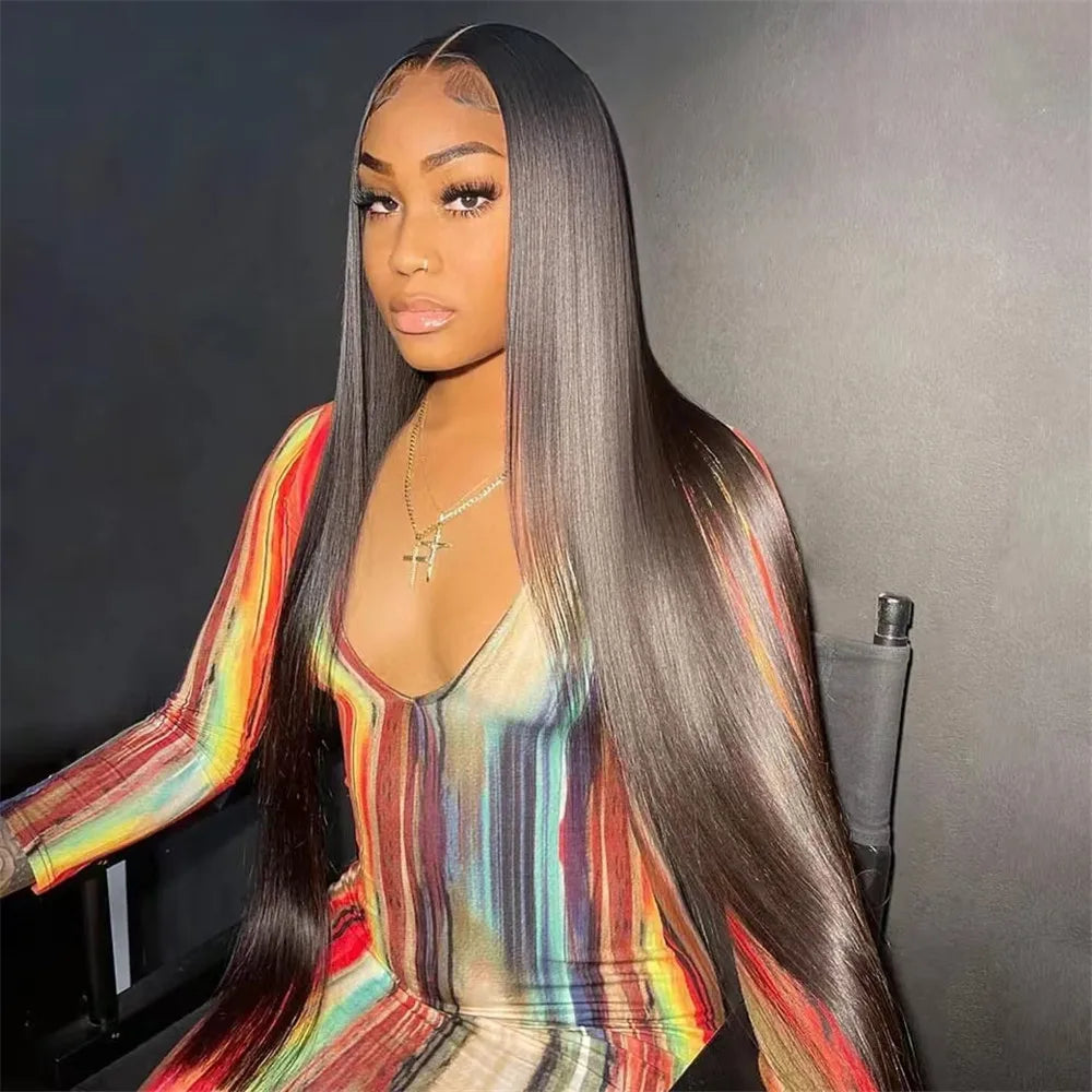 Straight Hd Transparent 13x6 Lace Frontal Wig Brazilian 30 40 Inch 13x4 Lace Front Human Hair Wigs 200 Density For Black Women