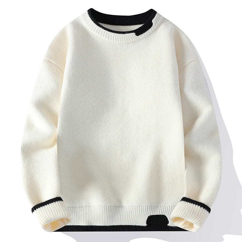 men round neck Solid color knitwear Men's High-Quality Fashion Trend Sweater Autumn/Winter Men Casual Comfortable Warm Sweaters