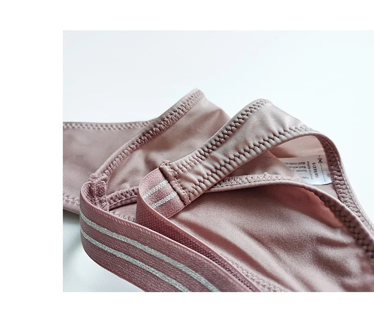 Women's low waist butt lift fitness sports high fork fashion thong thong sexy European and American ice silk T pants lingerie