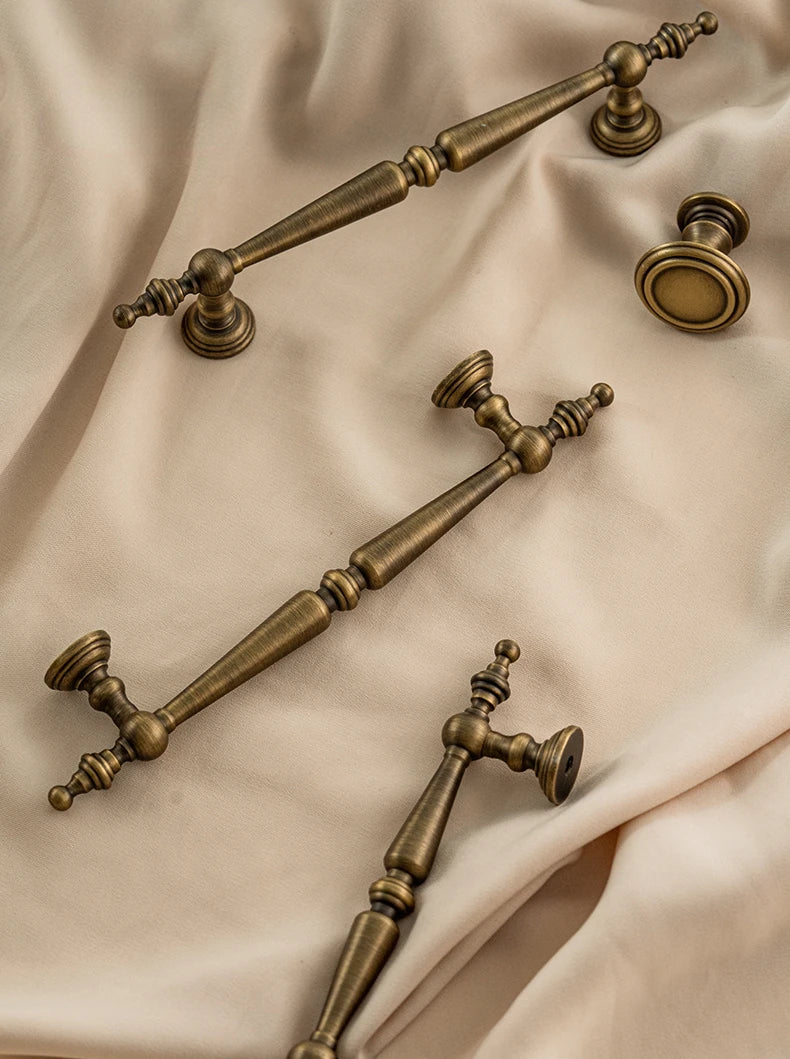 European  Vintage Bronze / Vertical lines Solid Brass Drawer Knobs T bar Handle Bedroom Pulls Kitchen Cabinet Door Handle Pull