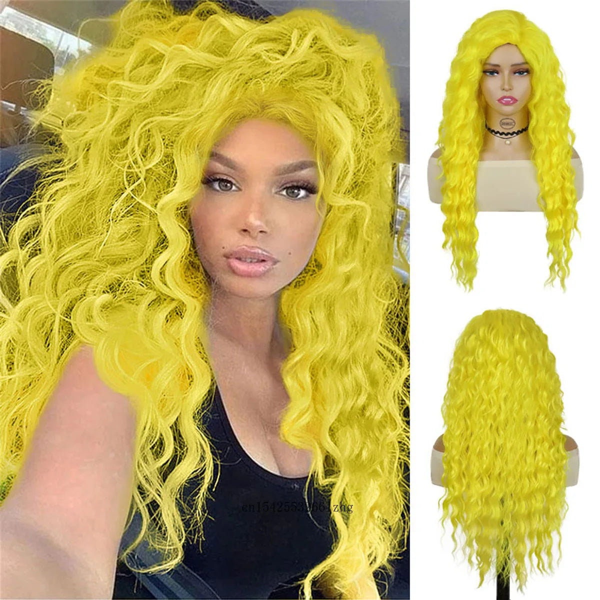 GNIMEGIL Synthetic Grey Hair Long Water Wave Wigs for Women Natural Fluffy Curly Wave Wig Cosplay Halloween Party Heat Resistant