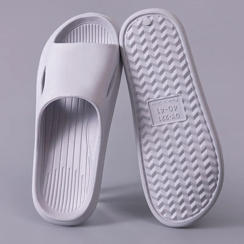 Soft Home Slippers Couples Summer Indoor Non-Slip Bathroom Slippers Solid Sandals Hotel Family Men Women Flip Flops Flat Shoes