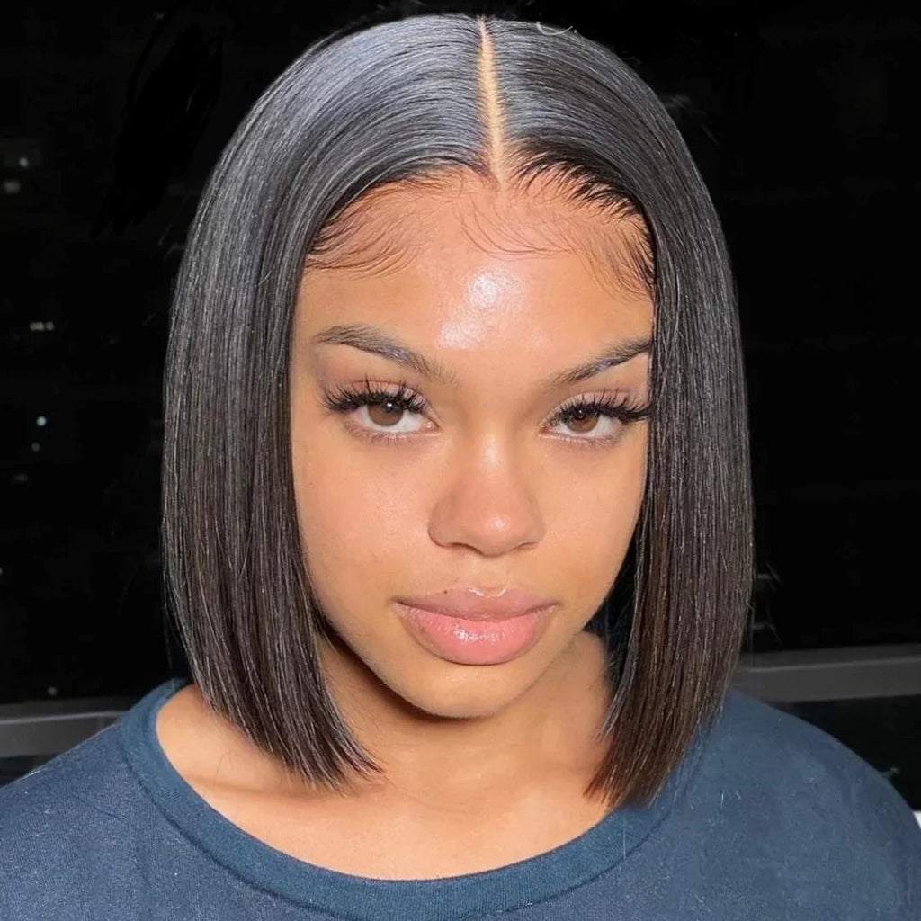 Wear Go Glueless 13x4 Bone Straight Bob Wig Lace Front Human Hair Wigs For Women Brazilian HD Transparent Lace Frontal Wig 180%