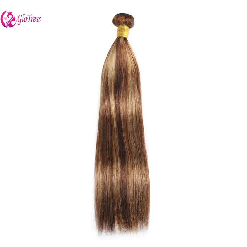 P4/27 Straight Human Hair Bundles Ombre 3 bundles Brazilian Highlight Straight Hair Weave Honey Blonde Bundles 100g/Bundle