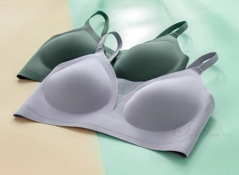 New Latex Seamless Underwear Women No Steel Ring Lace tube top Gathered Sports Pure Color Bra Breastfeeding Anti-sagging Bra