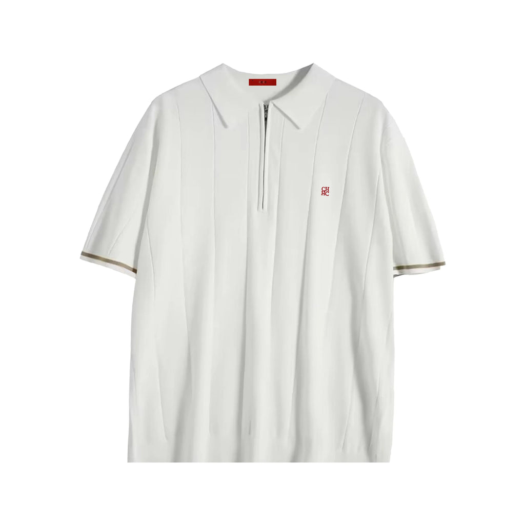 CHCH Men's Polo Shirt Summer Ribbed Knitted Breathable Cool Texture Polo Shirt