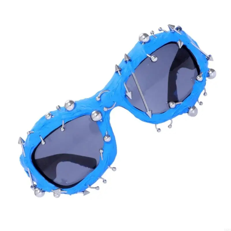 Y88A Cool Hiphop Dancing Sunglasses With Rivet Frame For Various Occasion Everyday Use and Punk Eye Glasses for Night Event