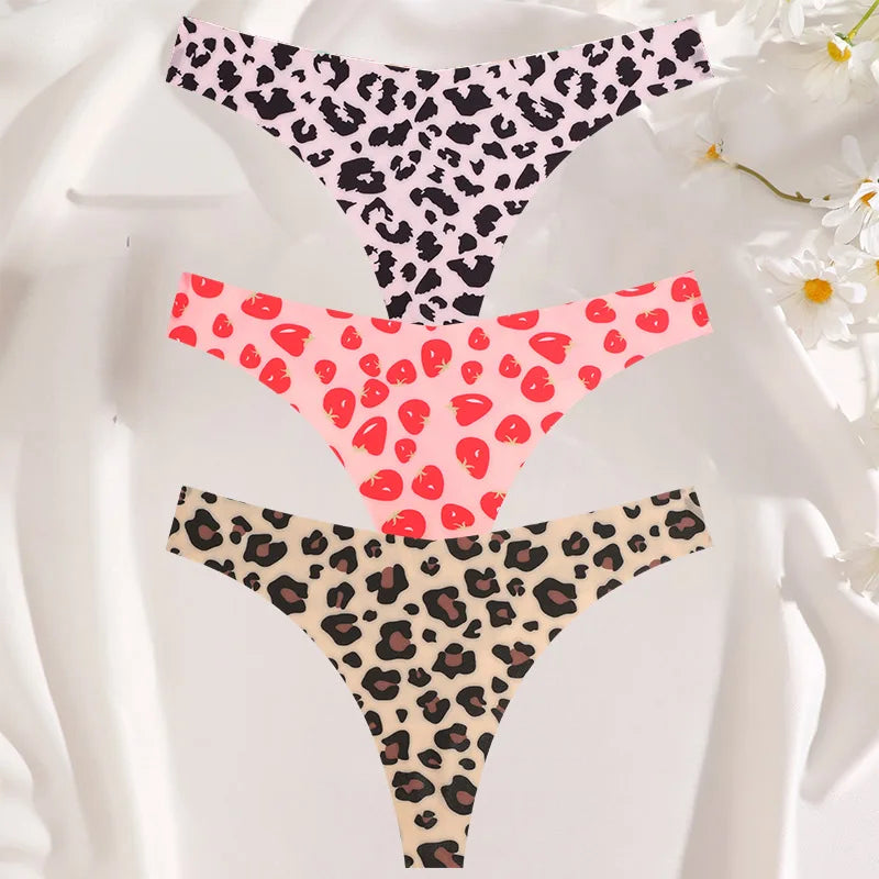 3PCS/SET Sexy G-String For Women Colorful Bikini Female Underwear T-back Intimates Lingerie Seamless Low Waist Underpants Lady