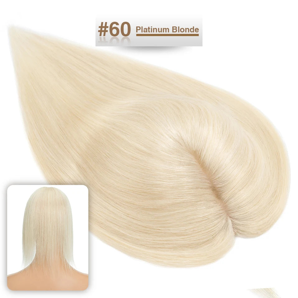 S-noilte 7x13cm Real Hair Toppers Silk Base Natural Hair Wig 100% Human Hair Prosthesis woman Brown Wigs Clip In Hair Extensions