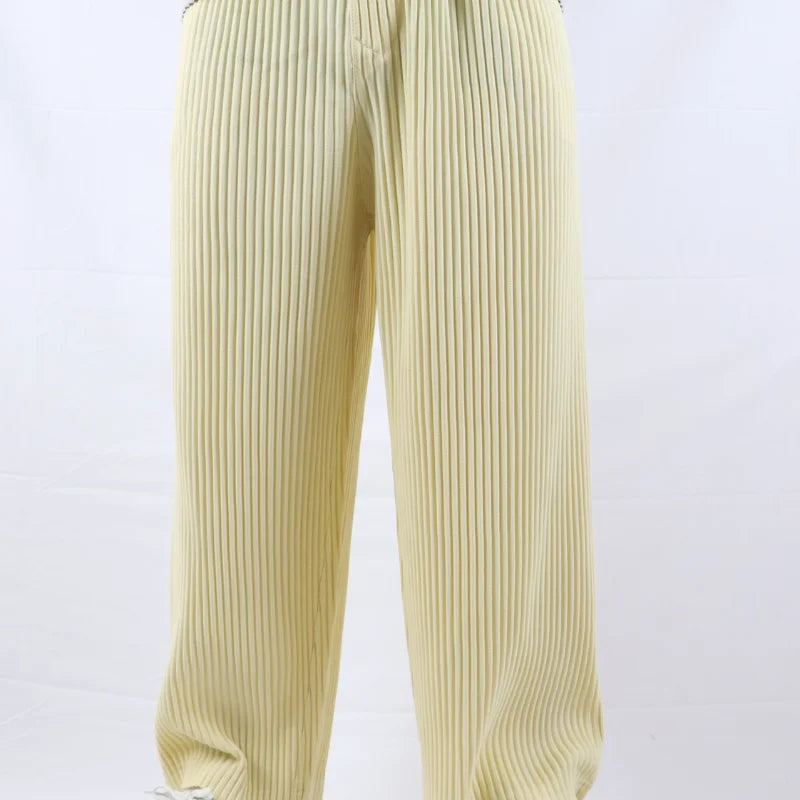 Pleats Pleated Commuter Pants Men's 2024 Autumn New Draped Elastic Trousers Casual Japanese Men Solid Color Nine Minute Pants