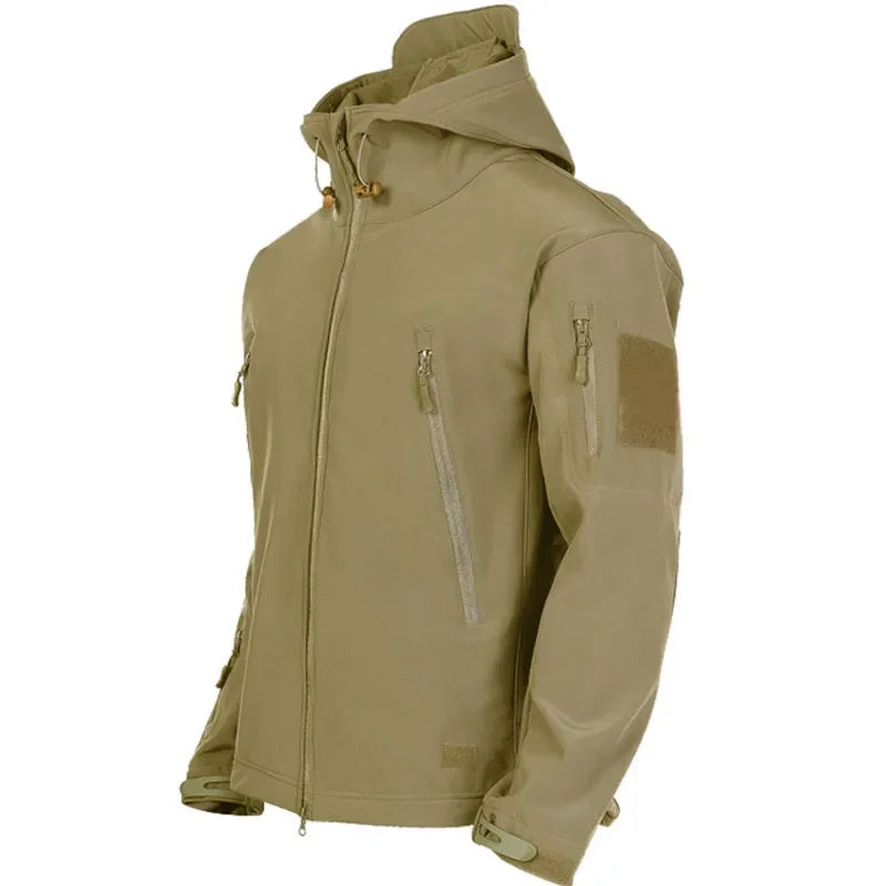 2025 New Fashionable Shark Skin Soft Shell Jacket Men's Tactical Windproof Waterproof Jacket Men's Jacket Hooded Jacket S-XXXXL