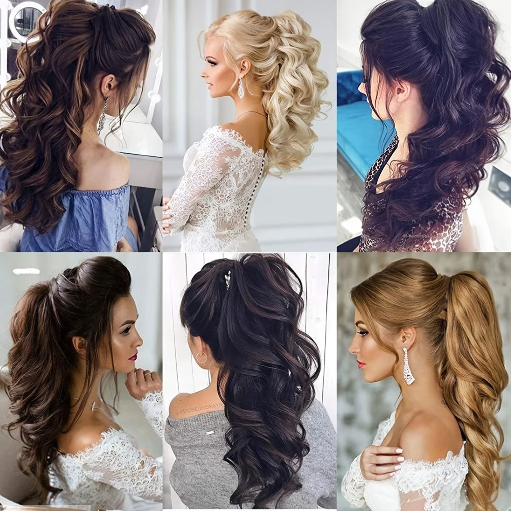 Curly Ponytail Extension Claw Clip in 24" Ponytail Hair Extension Synthetic Wavy Ponytail Extension Fluffy Natural Hairpieces
