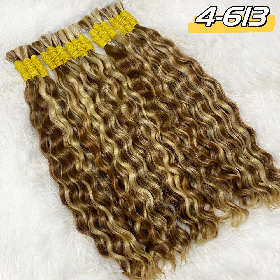 Bulk Braiding Hair 100% Human hair Virgin Deep Wave Unprocessed No Weft Boho Braids Human Hair Bulk Extensions Brazilian Remy 1B