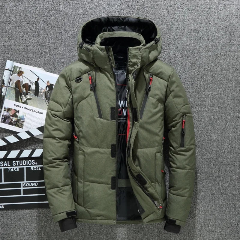 New Windproof Winter Down Jacket Male Warm Hooded White Duck Thick Men's Down Jacket Snow High Quality Parkas Outerwear
