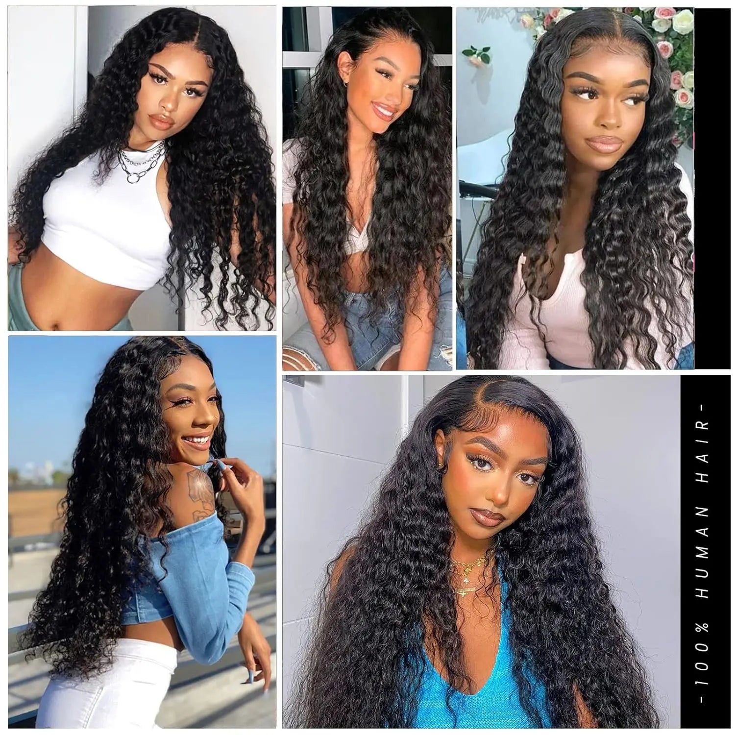 Curly Tape in Hair Extensions Deep Wave Tape in Hair Extensions 100% Human Hair Full Head Skin Adhesive Natural Black 24 26 Inch