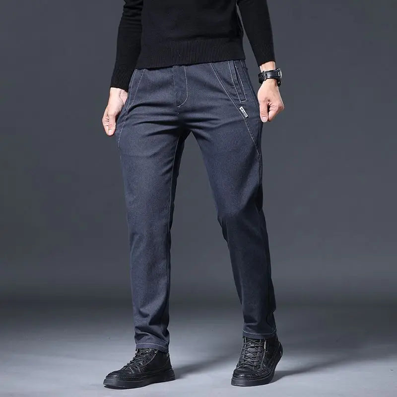 Jeans Men's Autumn and Winter Fit Straight Men's Pants New Style Men's Pants Black Versatile Stretch Men's Casual Pants
